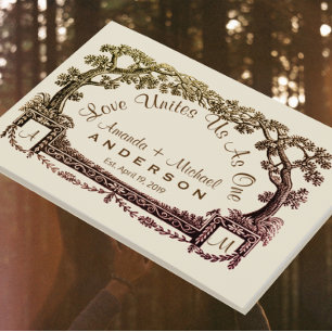 Holding Hands Personalized Rustic Tree Wedding Guest Book