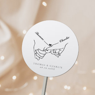 Holding Hands Simple Minimal Wedding Classic Round Sticker