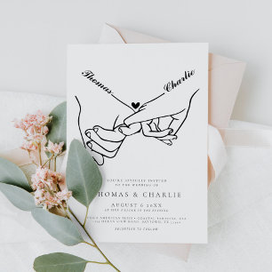 Holding Hands Simple Minimal Wedding Invitation