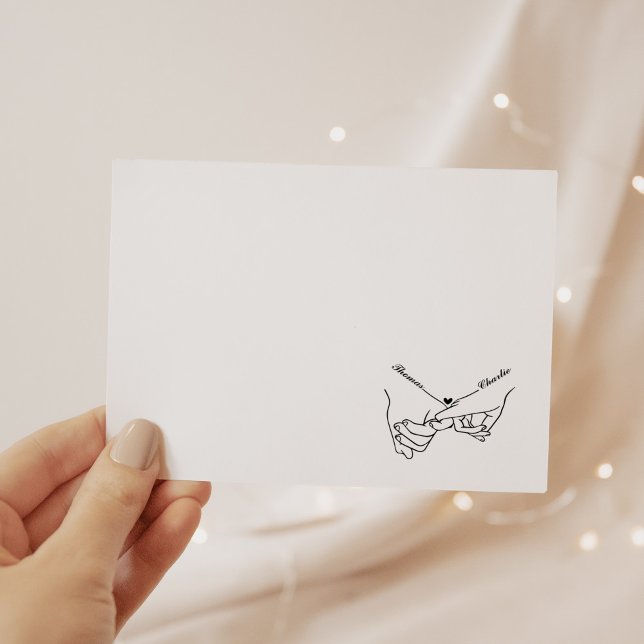 Holding Hands Simple Minimal Wedding Note Card (Creator Uploaded)