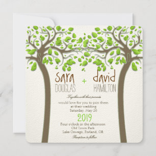 Holding Hands Trees Love Rustic Eco Wedding Invitation