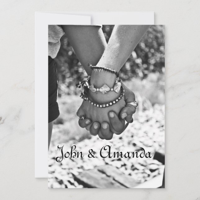 Holding Hands Wedding Invitation (Front)