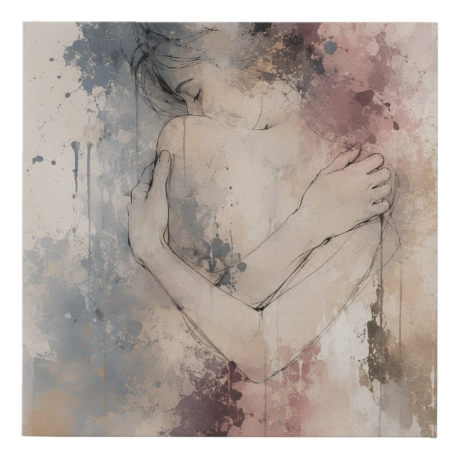 Holding It Together Abstract Self Embrace Wall Art (Front)
