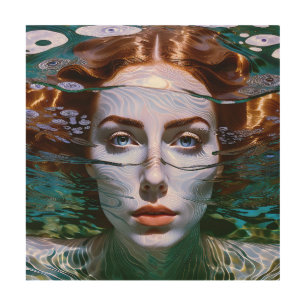 "Holding My Breath" - Women In Water Wood Wall Art