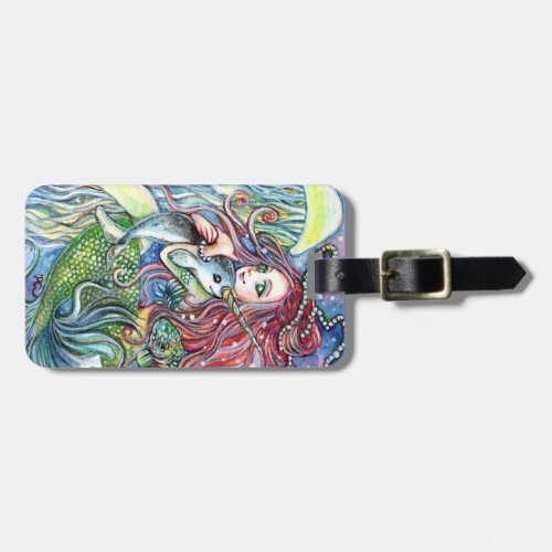 Holding Narwhal Baby _ Mermaid Art Luggage Tag