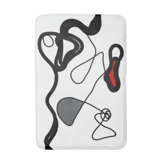 Holding Pattern: Abstract Black, White, Gray & Red Bath Mat