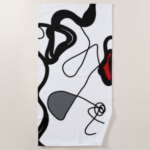 Holding Pattern: Abstract Black, White, Gray & Red Beach Towel