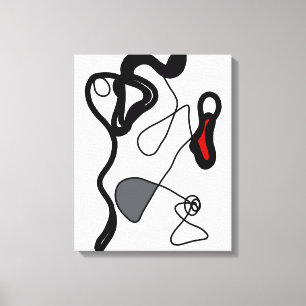 Holding Pattern: Abstract Black, White, Gray & Red Canvas Print