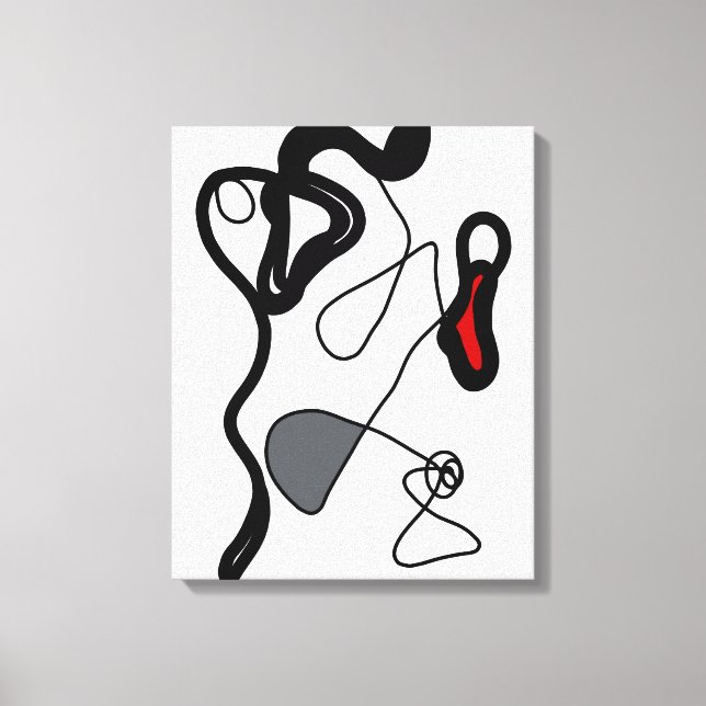 Holding Pattern: Abstract Black, White, Gray & Red Canvas Print (Front)