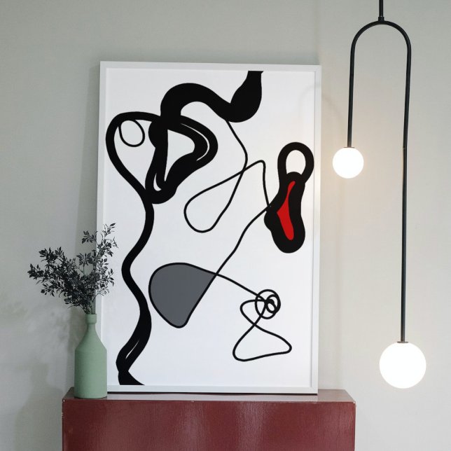 Holding Pattern: Abstract Black, White, Gray & Red Canvas Print (Creator Uploaded)