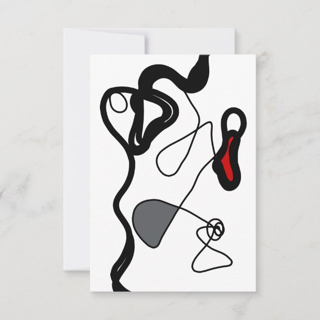 Holding Pattern: Abstract Black, White, Gray & Red Card (Front)