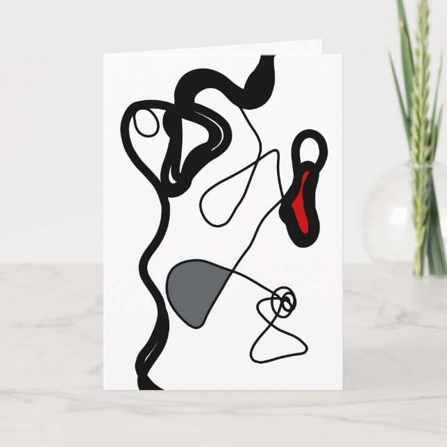 Holding Pattern: Abstract Black, White, Gray & Red Card (Front)