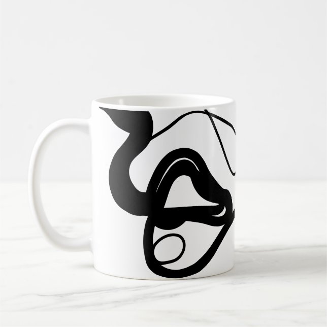 Holding Pattern: Abstract Black, White, Gray & Red Coffee Mug (Left)