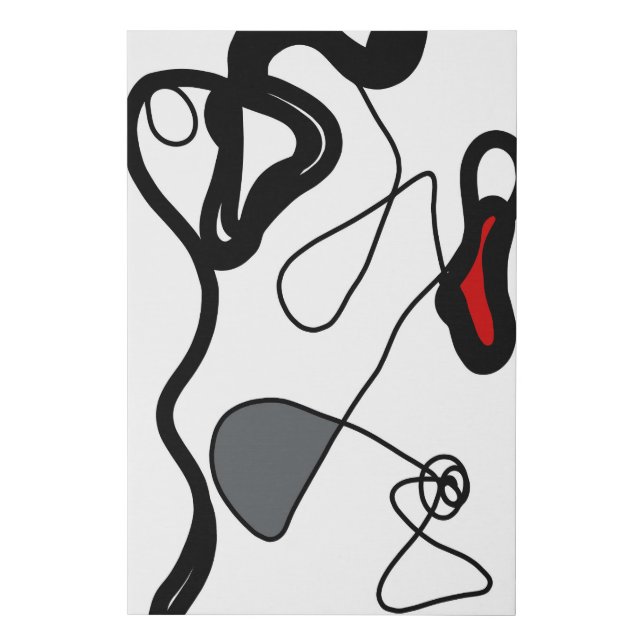 Holding Pattern: Abstract Black, White, Gray & Red Faux Canvas Print (Front)