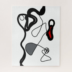 Holding Pattern: Abstract Black, White, Gray & Red Jigsaw Puzzle