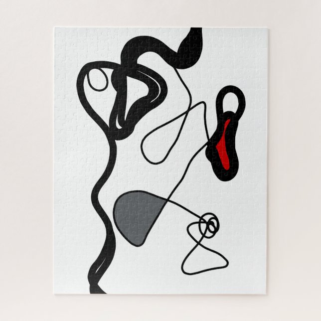 Holding Pattern: Abstract Black, White, Gray & Red Jigsaw Puzzle (Vertical)