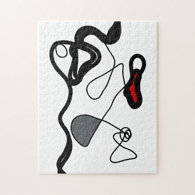 Holding Pattern: Abstract Black, White, Gray & Red Jigsaw Puzzle (Vertical)