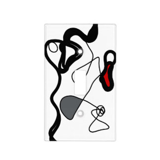 Holding Pattern: Abstract Black, White, Gray & Red Light Switch Cover