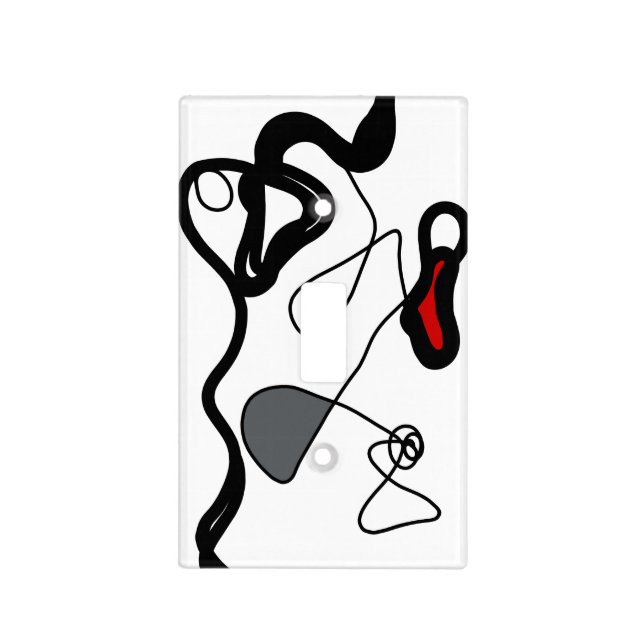 Holding Pattern: Abstract Black, White, Gray & Red Light Switch Cover (Front)
