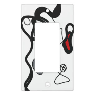 Holding Pattern: Abstract Black, White, Gray & Red Light Switch Cover