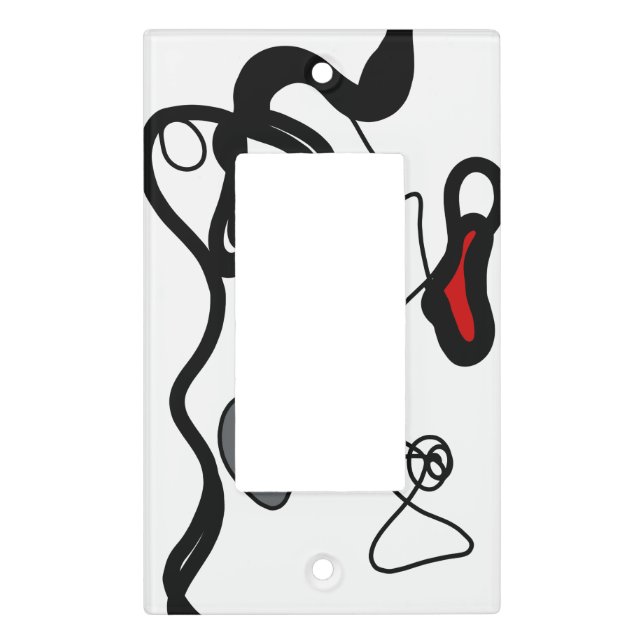 Holding Pattern: Abstract Black, White, Gray & Red Light Switch Cover (Front)