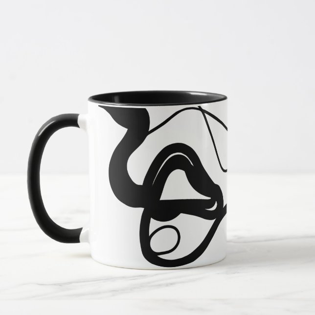 Holding Pattern: Abstract Black, White, Gray & Red Mug (Left)