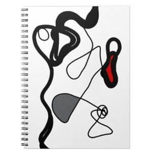 Holding Pattern: Abstract Black, White, Gray & Red Notebook