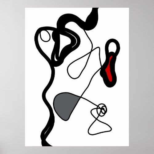 Holding Pattern Abstract Black White Gray  Red Poster