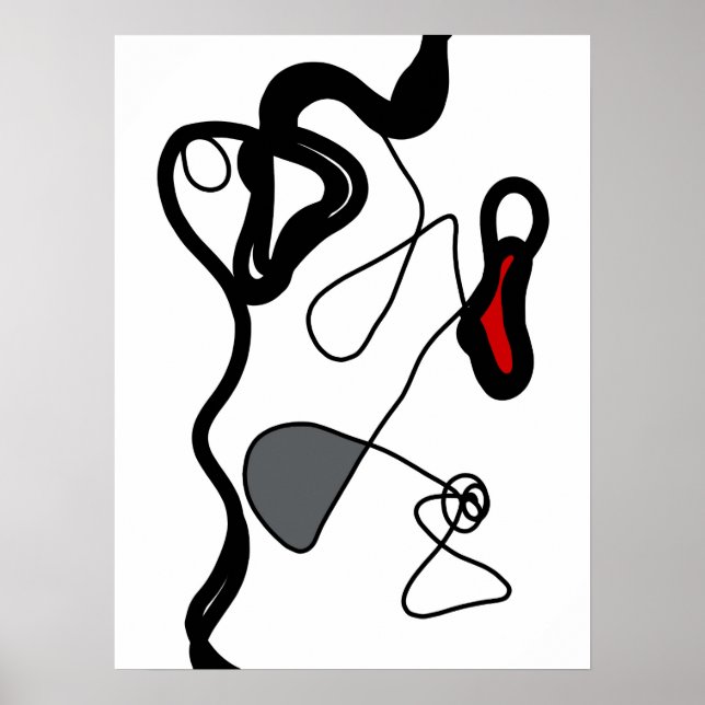 Holding Pattern: Abstract Black, White, Gray & Red Poster (Front)