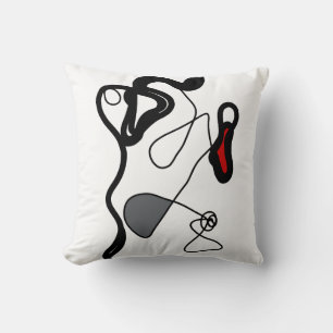 Holding Pattern: Abstract Black, White, Gray & Red Throw Pillow