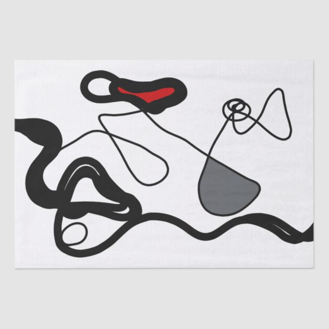 Holding Pattern: Abstract Black, White, Gray & Red Tissue Paper (Front)