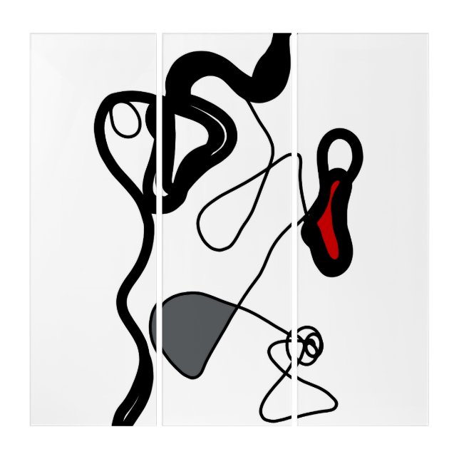 Holding Pattern: Abstract Black, White, Gray & Red Triptych (Front)