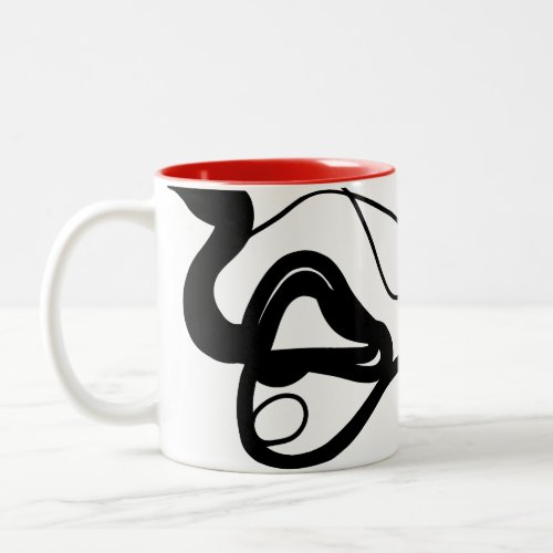 Holding Pattern Abstract Black White Gray  Red Two_Tone Coffee Mug