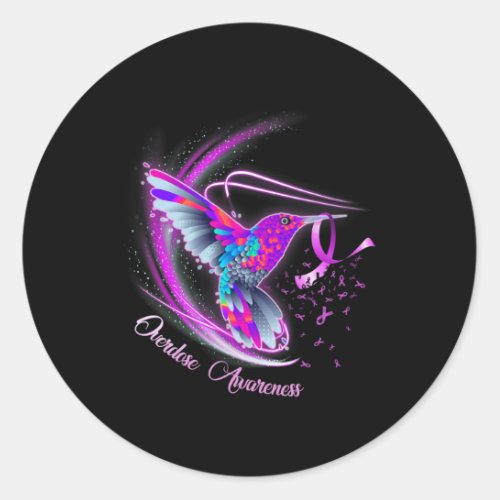 Holding Purple Ribbon Overdose Awareness 1  Classic Round Sticker