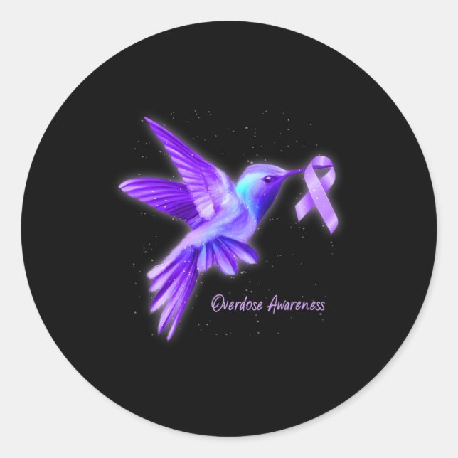 Holding Purple Ribbon Overdose Awareness 3  Classic Round Sticker (Front)