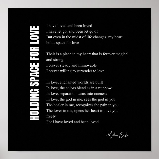 Holding space for love poem wall art poster decor  (Front)