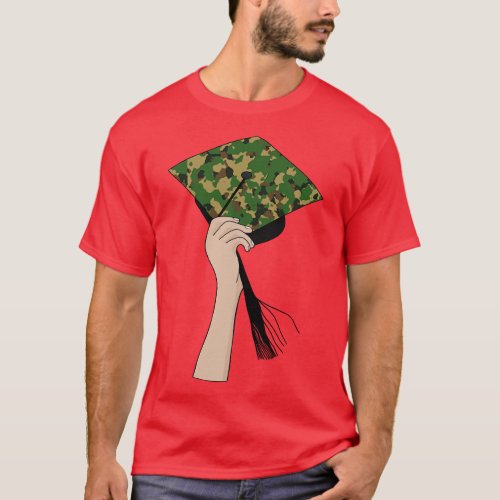 Holding the Square Academic Cap Camouflage T_Shirt