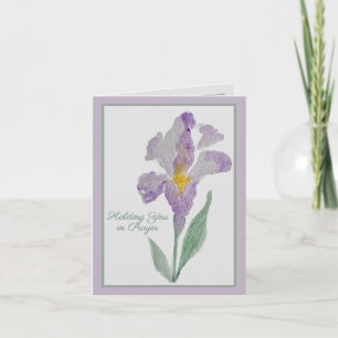 Holding You in Prayer Purple Iris Prayer Card
