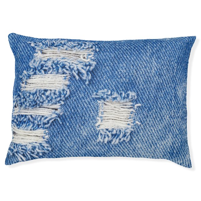 Hole, denim jeans, ripped texture pet bed (Front)