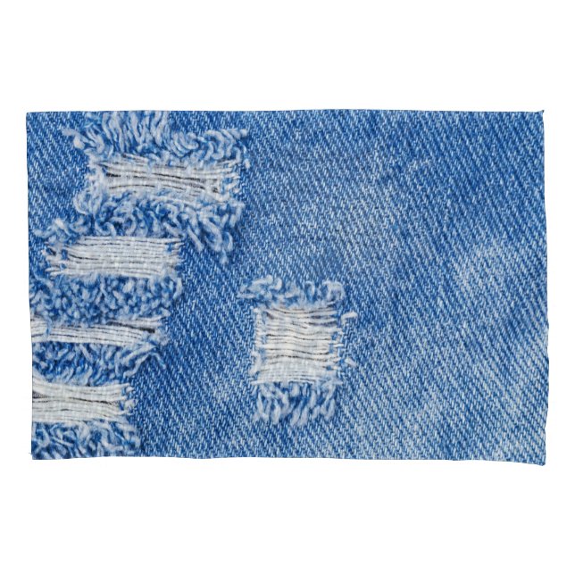 Hole, denim jeans, ripped texture pillow case (Front)