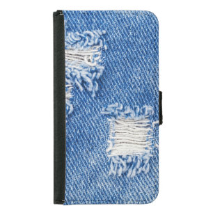 Hole, denim jeans, ripped texture samsung galaxy s5 wallet case