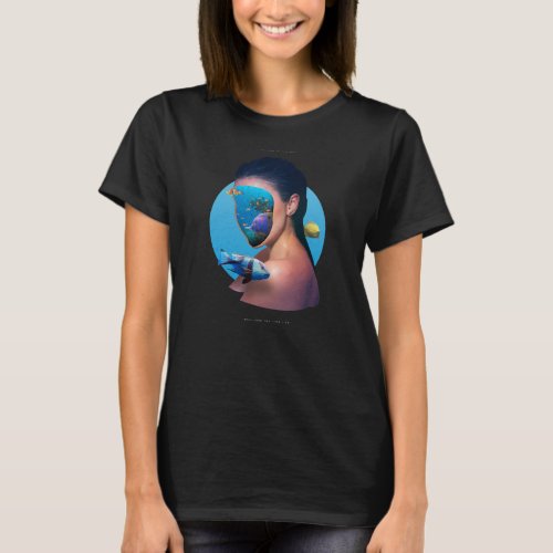 Hole Face Underwater Girl  T_Shirt