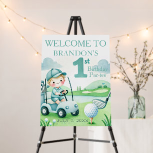 Hole in One 1st Birthday Boy Party Welcome Sign