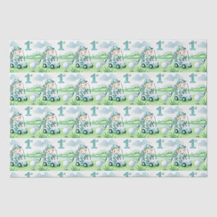 Hole in One 1st Birthday Golf Boy Watercolor Tissue Paper