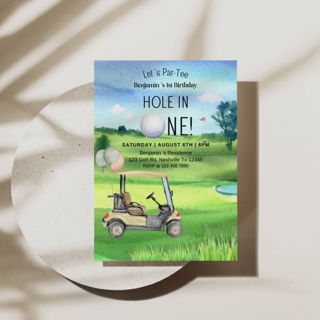 Hole In One 1st Birthday Golf Theme for Boy  Invitation (Creator Uploaded)