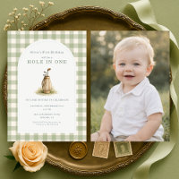Hole in One 1st Year Gingham Photo Birthday