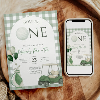 Hole in One Birthday Invitation Golf First Bday