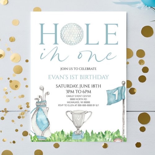 Hole In One Blue Golf 1st Birthday Party