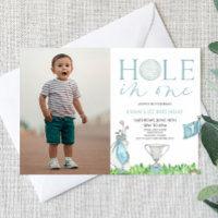 Hole In One Blue Golf Picture 1st Birthday Party