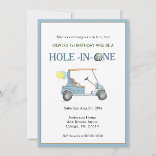 Hole in One Boy 1st Birthday Party Invitation